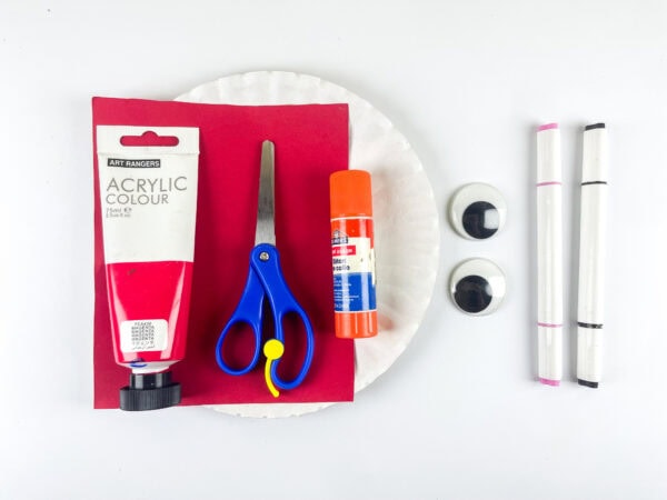 Supplies for paper plate crab craft