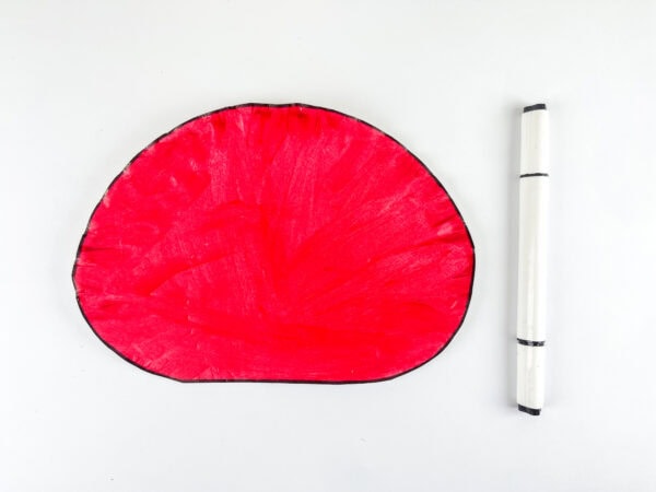 Red paper plate crab body with marker