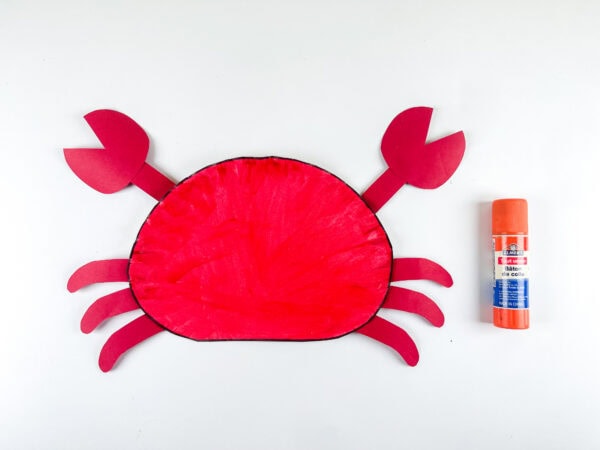 Crab craft assembly with glue stick