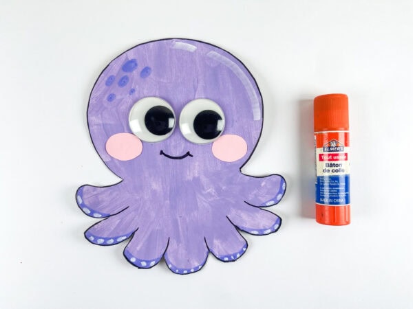 Octopus craft with pink cheeks and glue stick
