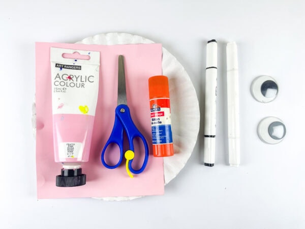 Jellyfish craft supplies with paper plate and paint