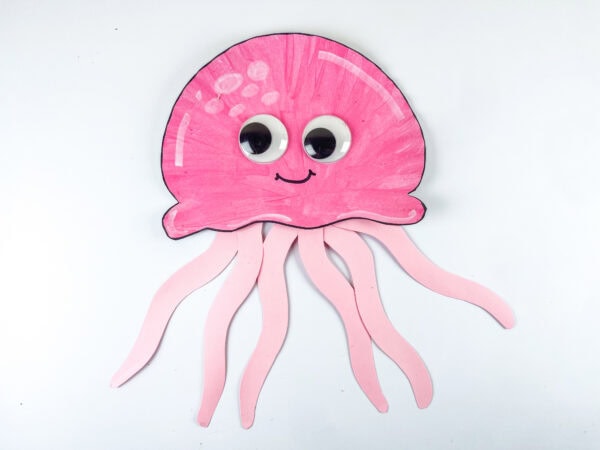 Completed pink jellyfish paper craft