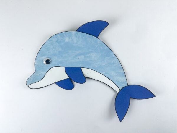 Finished paper plate dolphin craft