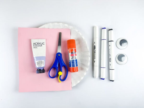 Craft supplies for paper plate octopus craft