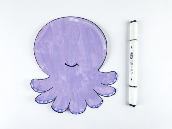 Painted purple octopus paper plate cutout