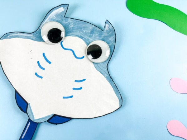 Close-up of paper plate stingray craft