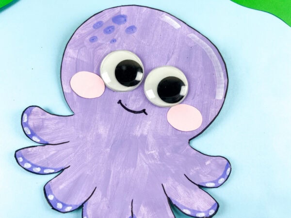 Close up of purple octopus paper craft