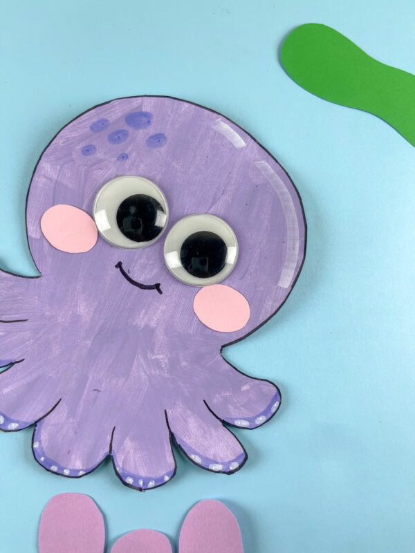 Close up of octopus craft with googly eyes