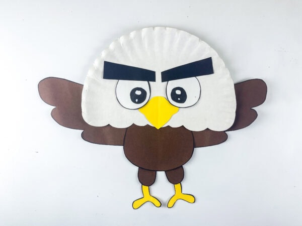 Finished bald eagle paper plate craft