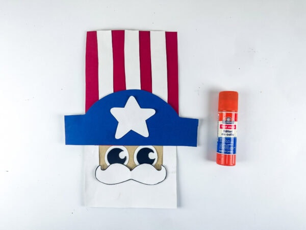 Uncle Sam paper bag with hat and face details