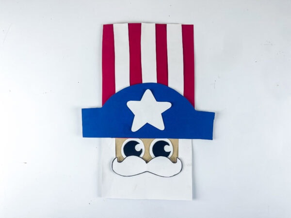 Finished Uncle Sam paper bag craft