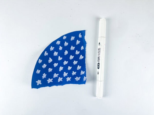 Blue flag corner with white stars and marker
