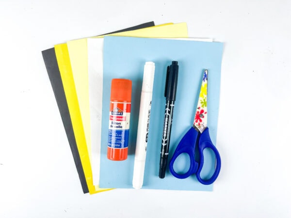 Craft supplies for school bus paper plate craft
