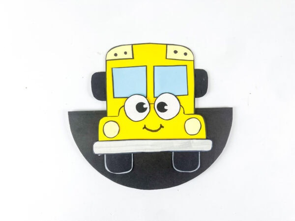 Finished rocking school bus paper plate craft