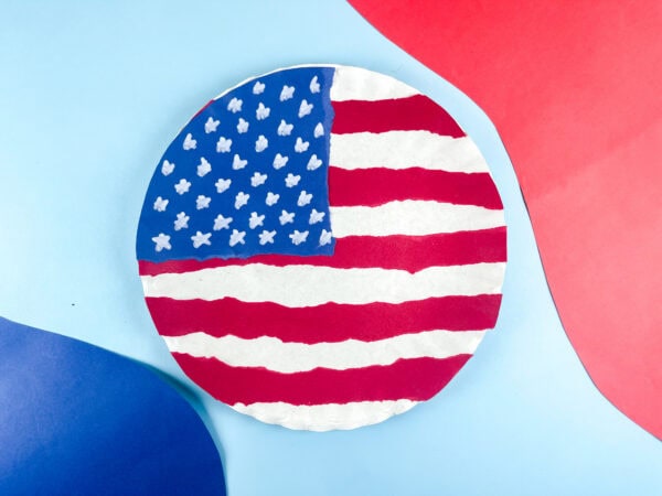 Finished American flag paper plate craft