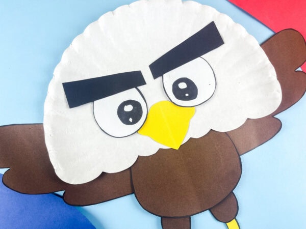 Finished bald eagle paper plate craft