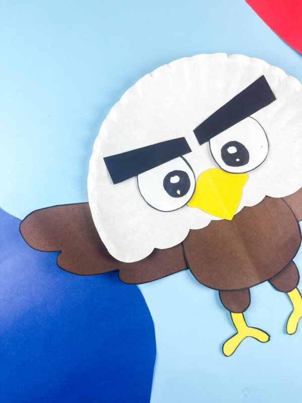 Close up eagle craft on blue background