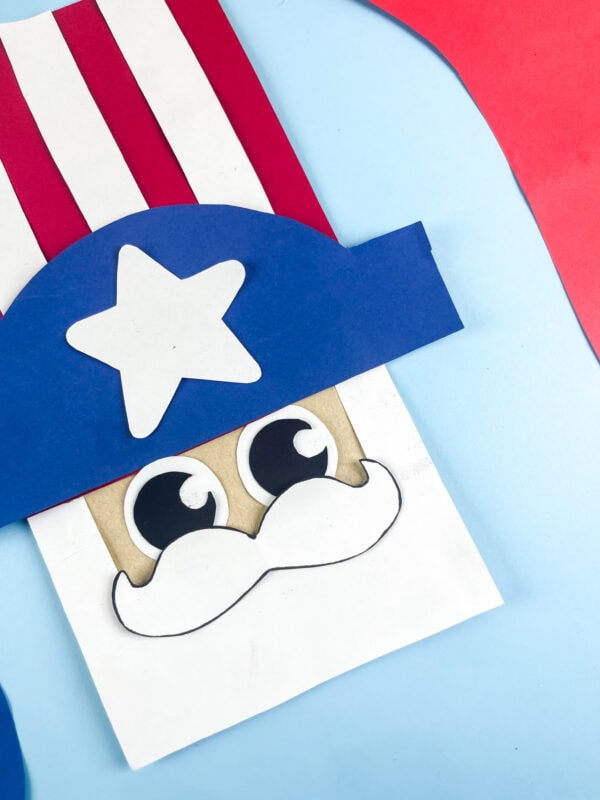 Close-up of Uncle Sam craft face and hat