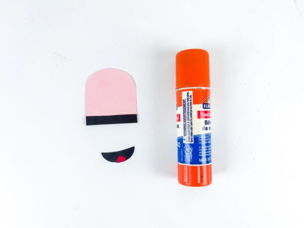 Pencil eraser and smile pieces with glue stick