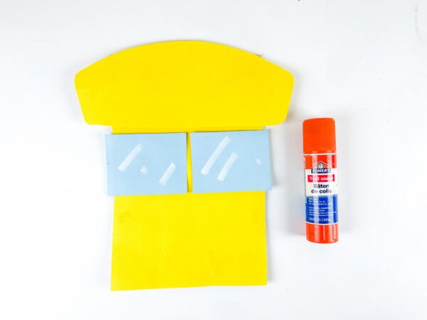 School bus craft body with windows and glue stick