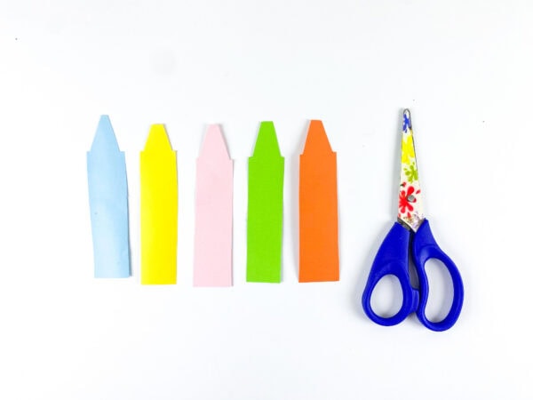 Colorful paper crayons cut from paper