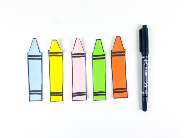 Paper crayon cutouts with marker details