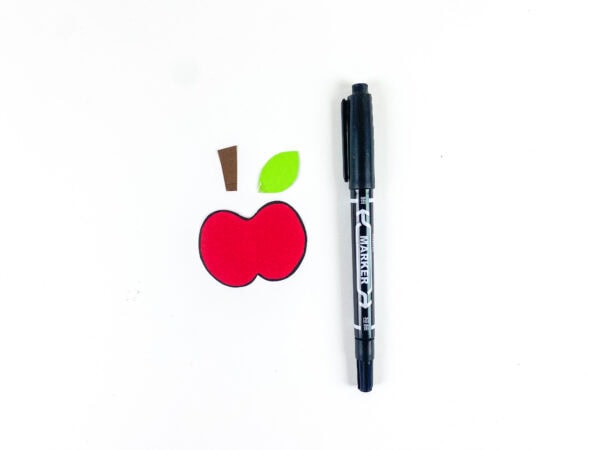 Outlined paper apple with marker
