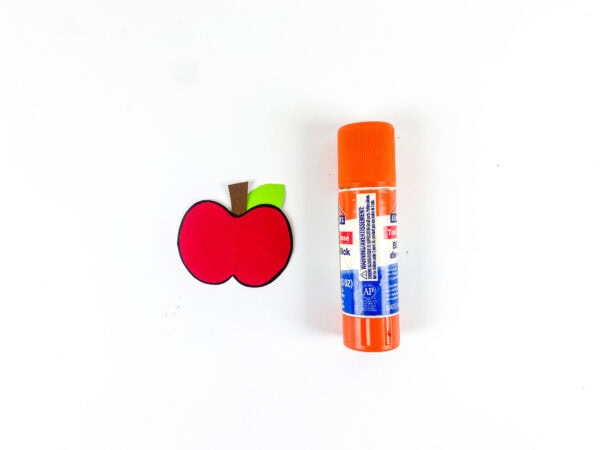 Paper apple with glue stick