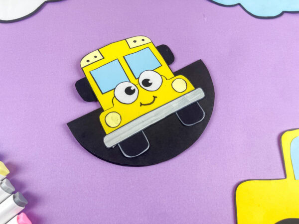 Tilted rocking school bus paper plate craft