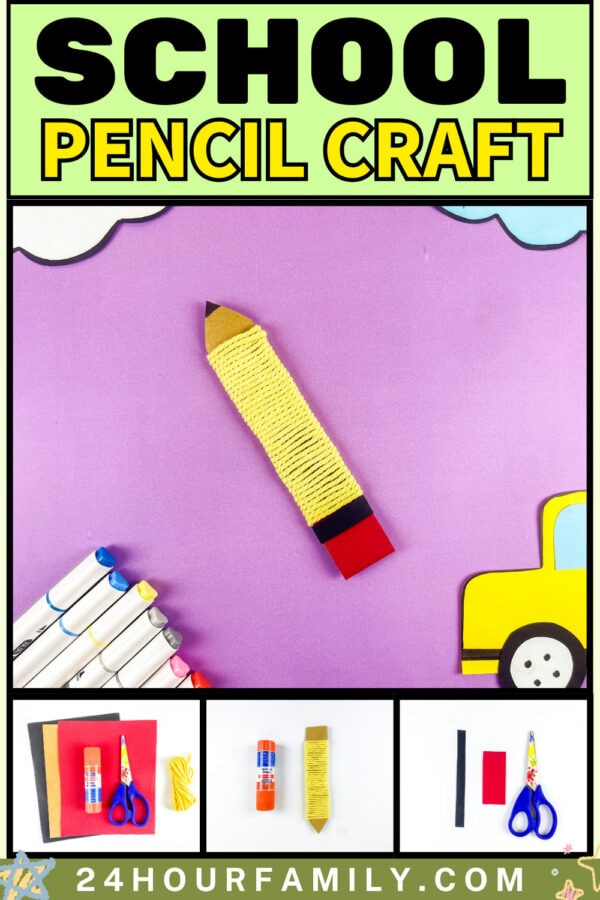 School pencil craft collage and finished pencil craft