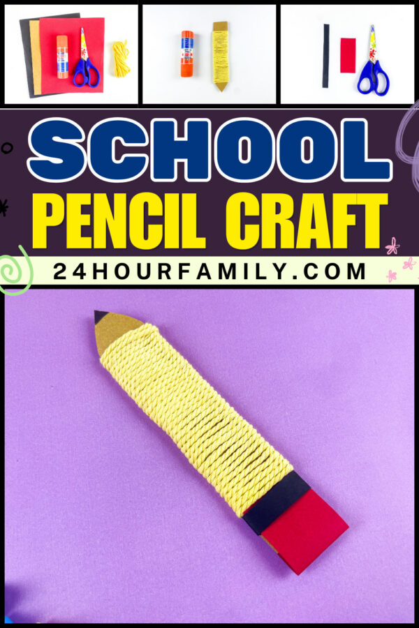 School pencil craft collage with finished project