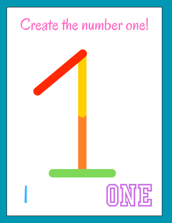 number 1 free printable popsicle stick numbers craft for preschoolers
