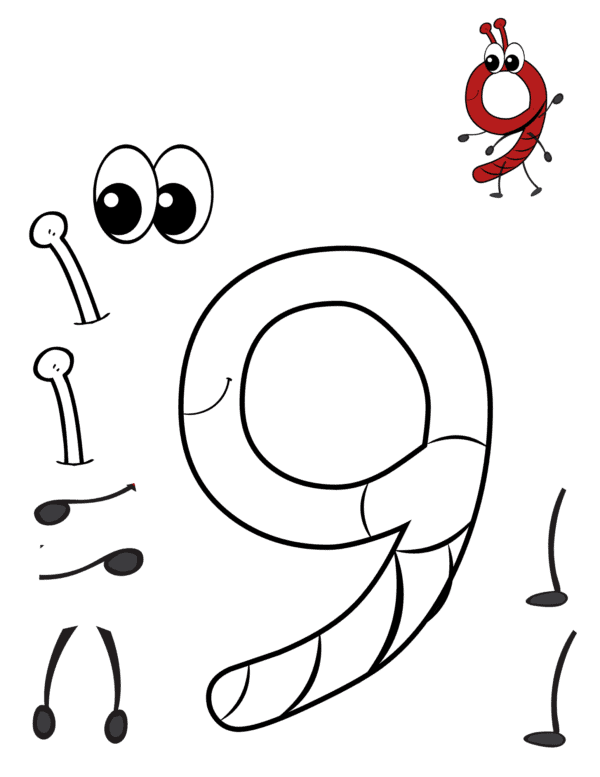 number 9 printable numbers craft
