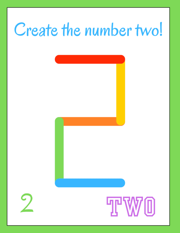 number 2 free printable popsicle stick numbers craft 