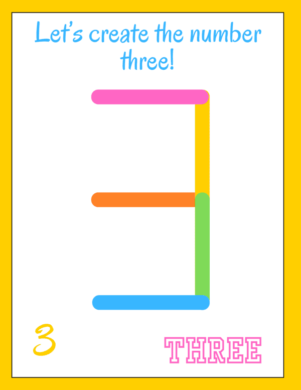 number 3 popsicle stick numbers craft 