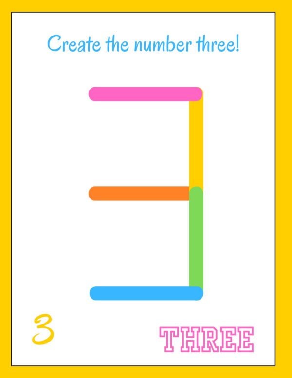 number 3 popsicle stick numbers craft 