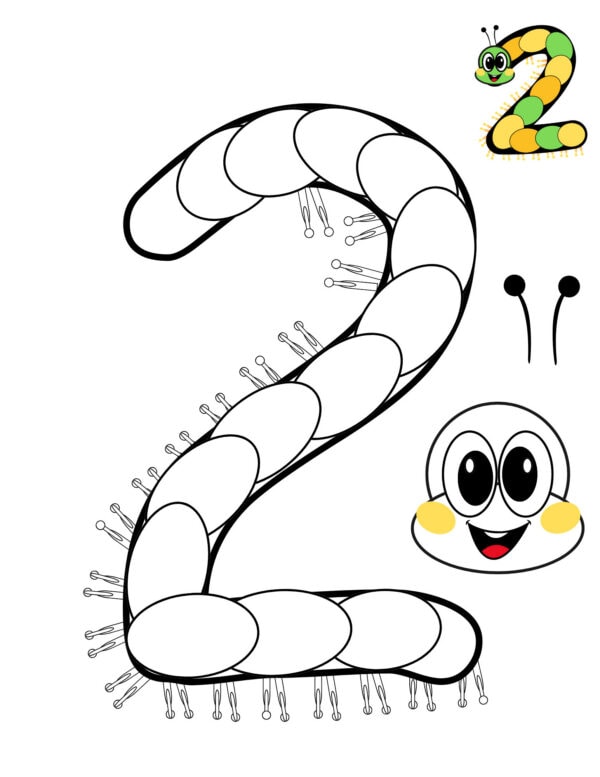 number 2 printable insect craft