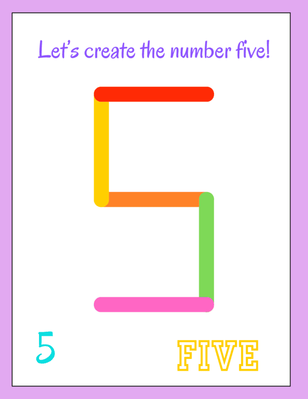number 5 popsicle stick craft