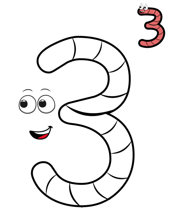 number 3 printable insect craft