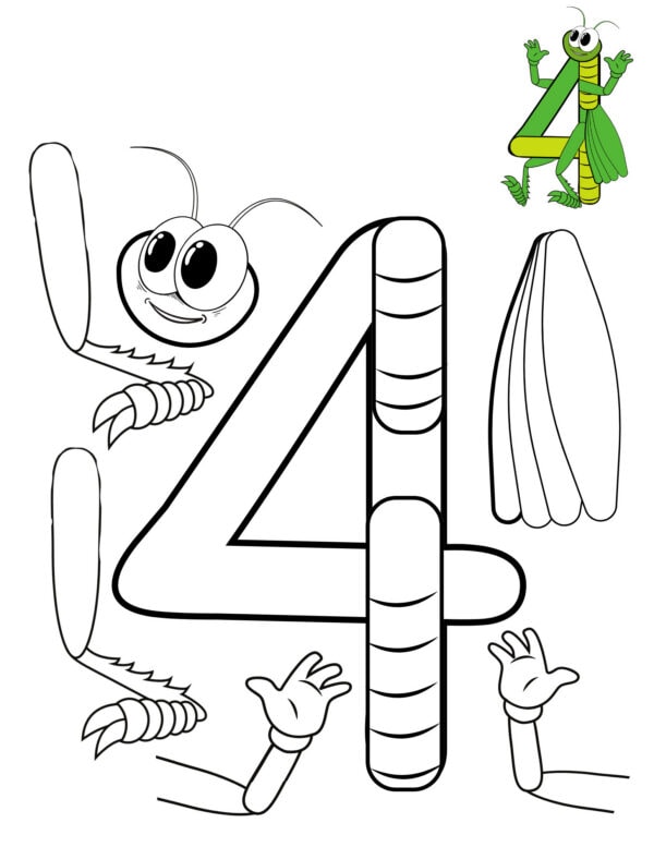 number 4 printable insect craft