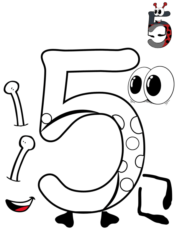 number 5 printable insect craft