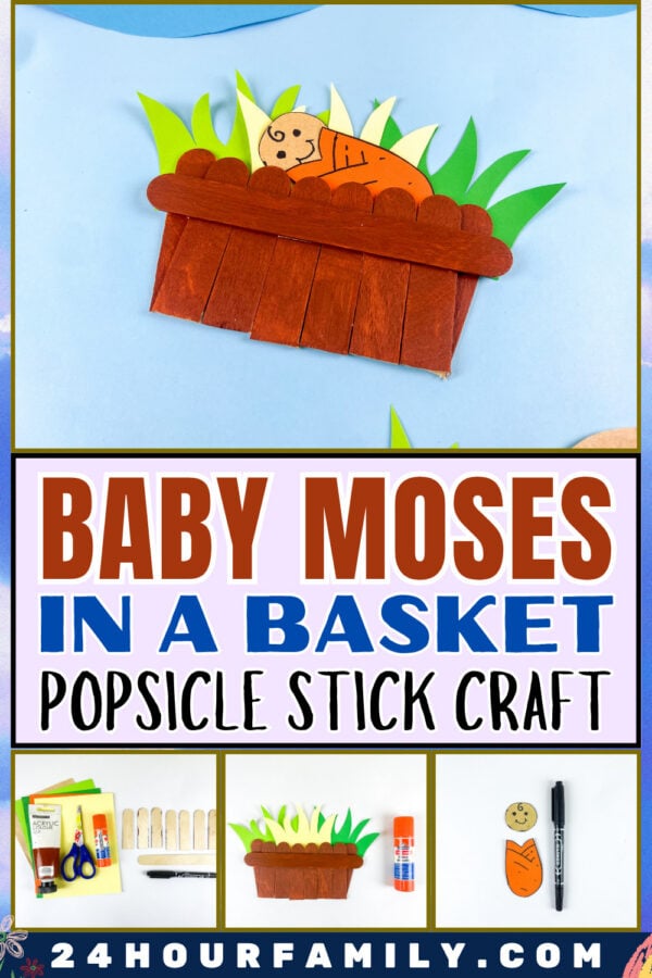 Baby Moses in a basket craft title image.