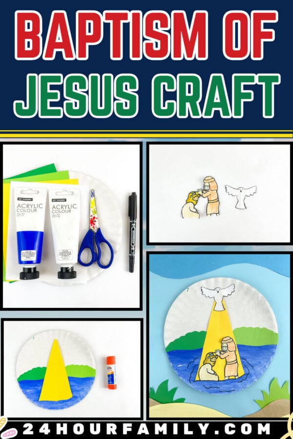 Baptism of Jesus craft collage and finished project