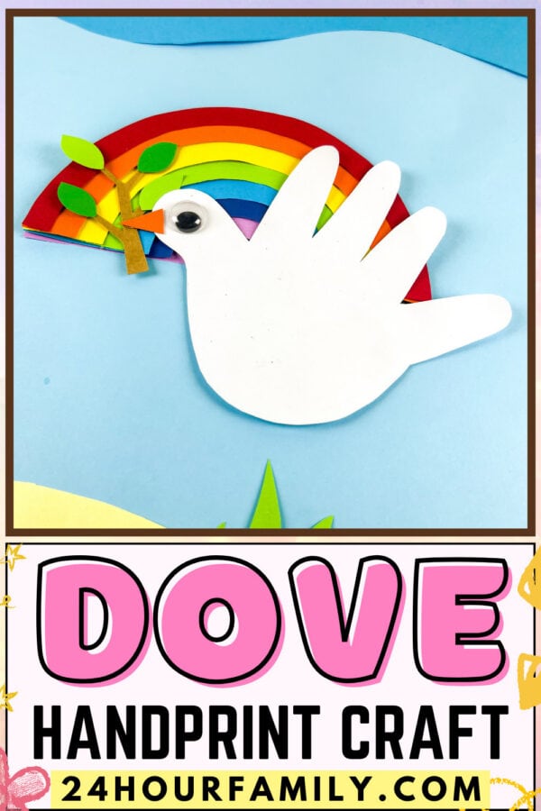 Dove handprint craft Pinterest cover image