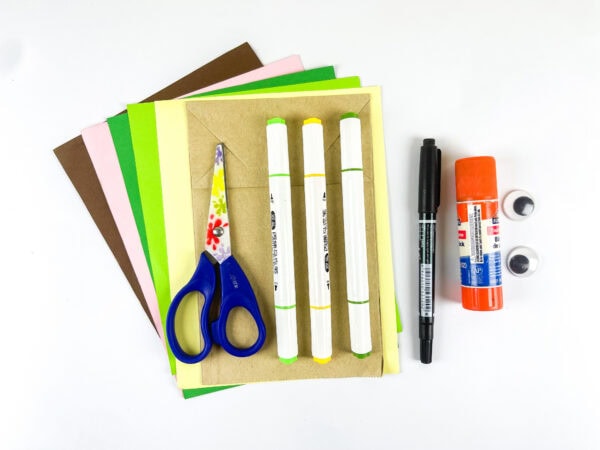 Supplies for Adam Garden of Eden paper bag craft