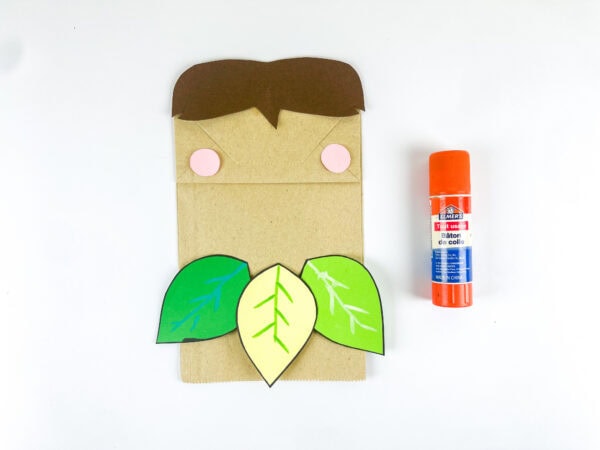 Adam craft with leaves and glue stick