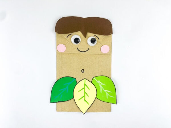 Adam paper bag craft with leaf clothing