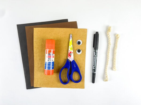 Supplies for Moses paper bag craft