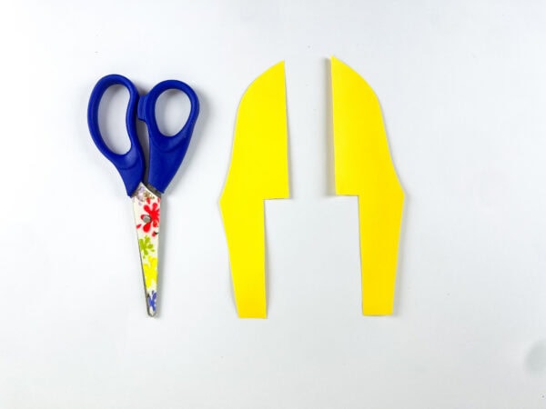 Yellow headdress pieces and scissors