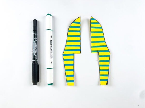 Striped headdress pieces with markers